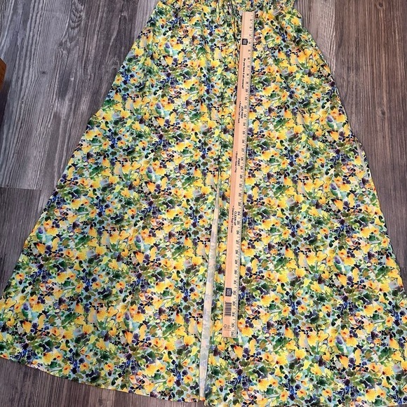 NWT Alexia Admor Maxi Slit Dress Flutter Sleeve Yellow Teal Floral Women's Sz 6 - Picture 7 of 12